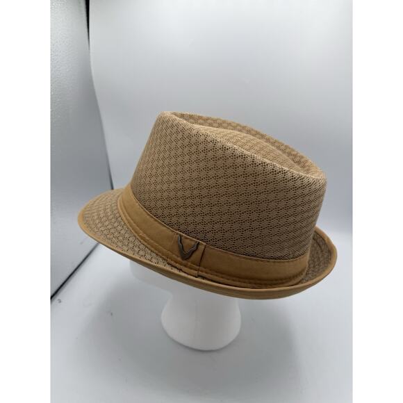 Tan Woven Fedora Hat Size S/M Breathable Lightweight Summer Trilby Style - Picture 4 of 9